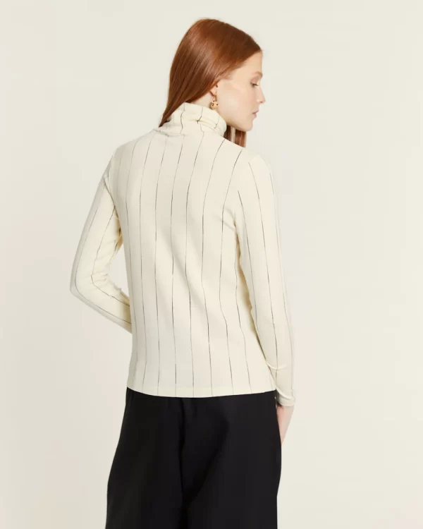 Micro-striped high-neck top