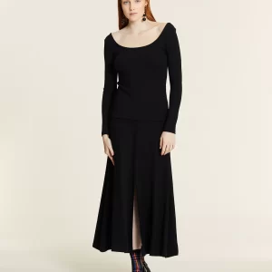 BLACK RIBBED SKIRT