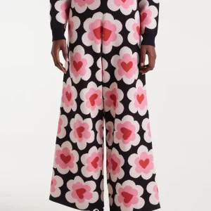 Jacquard knit trousers with SweetHeart print