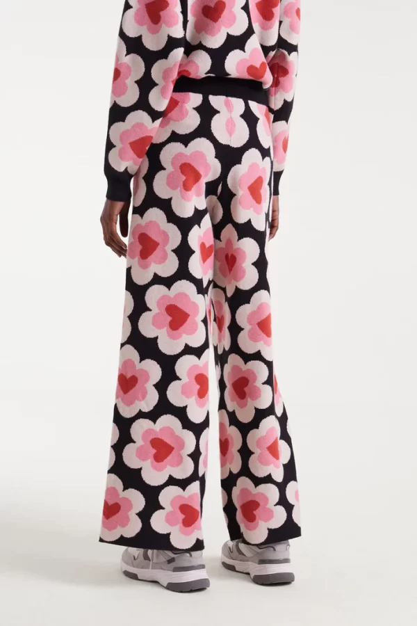 Jacquard knit trousers with SweetHeart print