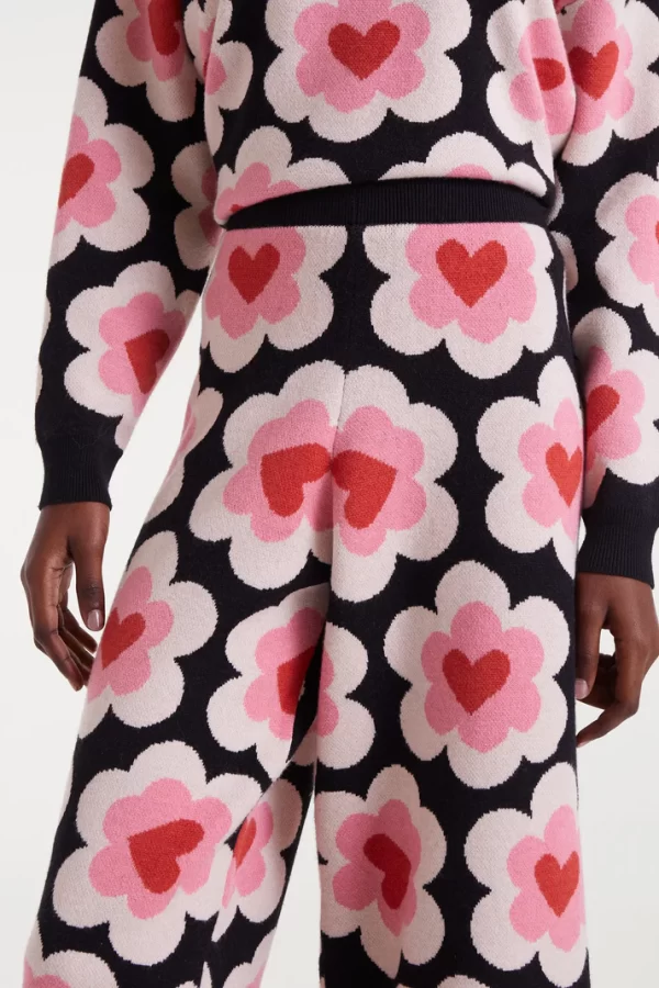 Jacquard knit trousers with SweetHeart print