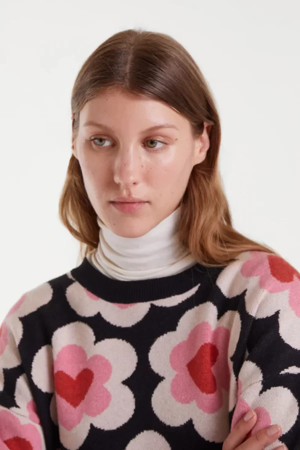 Jacquard knit sweater with SweetHeart print