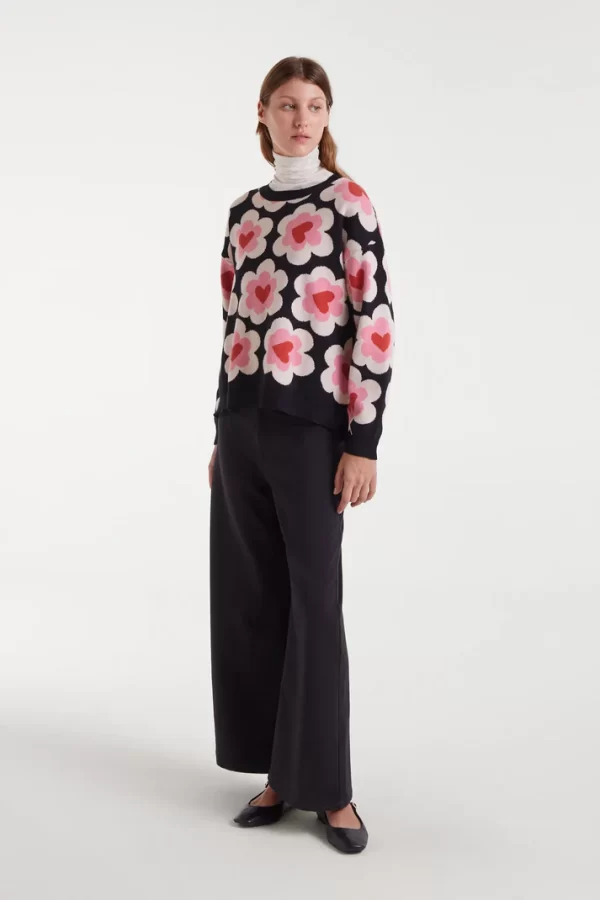 Jacquard knit sweater with SweetHeart print