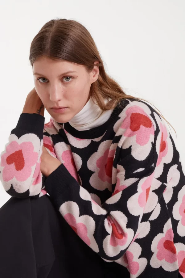 Jacquard knit sweater with SweetHeart print