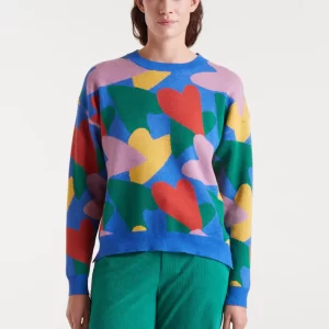 Jacquard knit sweater with cupid print