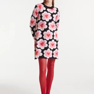 Short jacquard knit dress with SweetHeart print