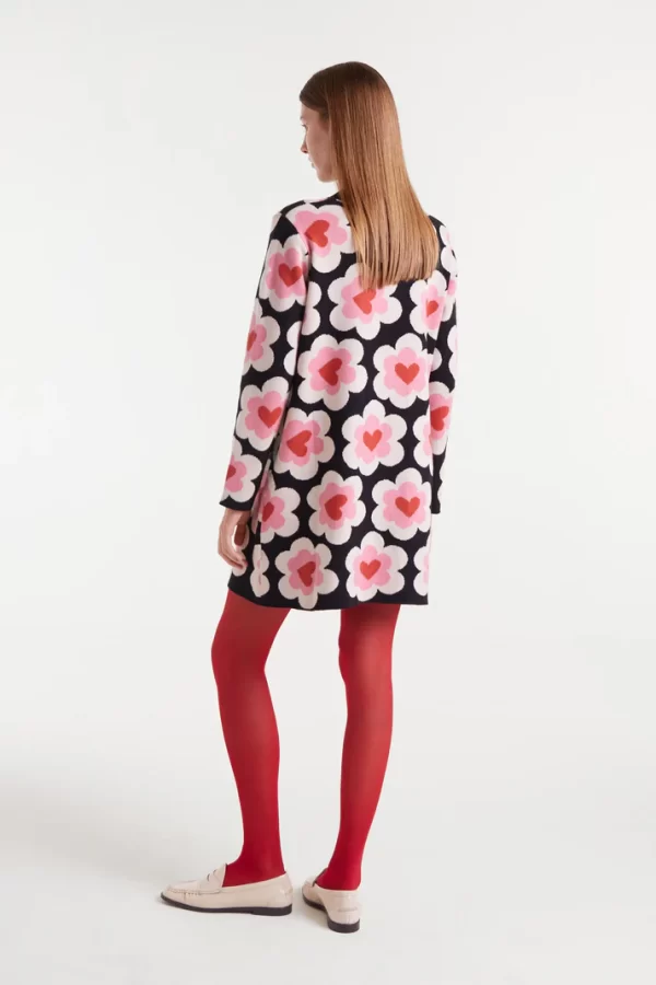 Short jacquard knit dress with SweetHeart print