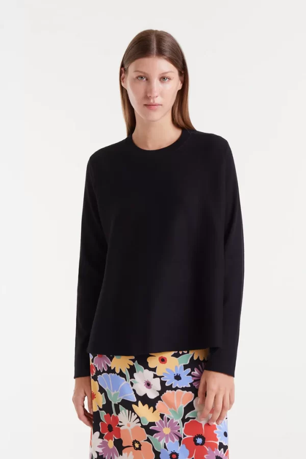 Black flared knit sweater