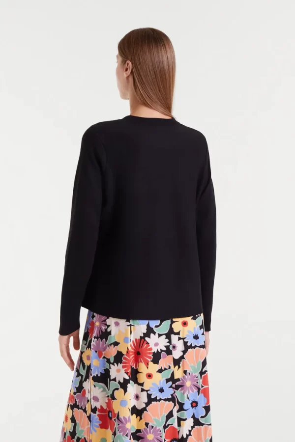 Black flared knit sweater