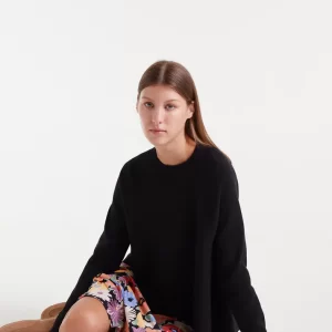 Black flared knit sweater