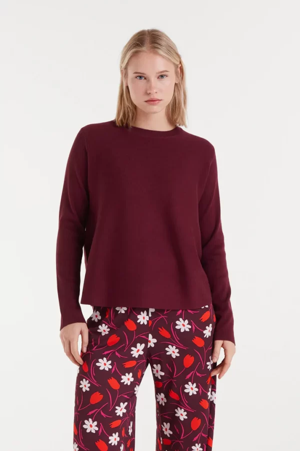 Burgundy packaged knit sweater