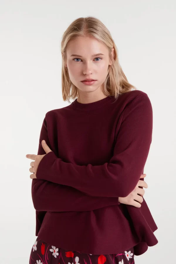 Burgundy packaged knit sweater