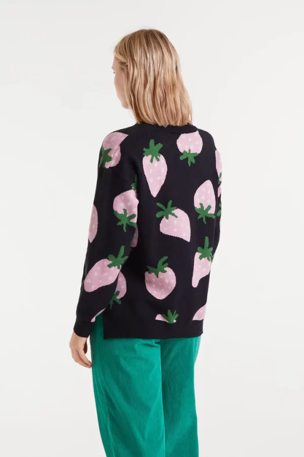 Jacquard knit sweater with Morango print