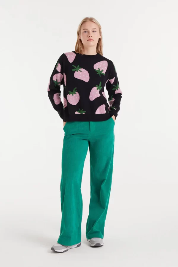 Jacquard knit sweater with Morango print