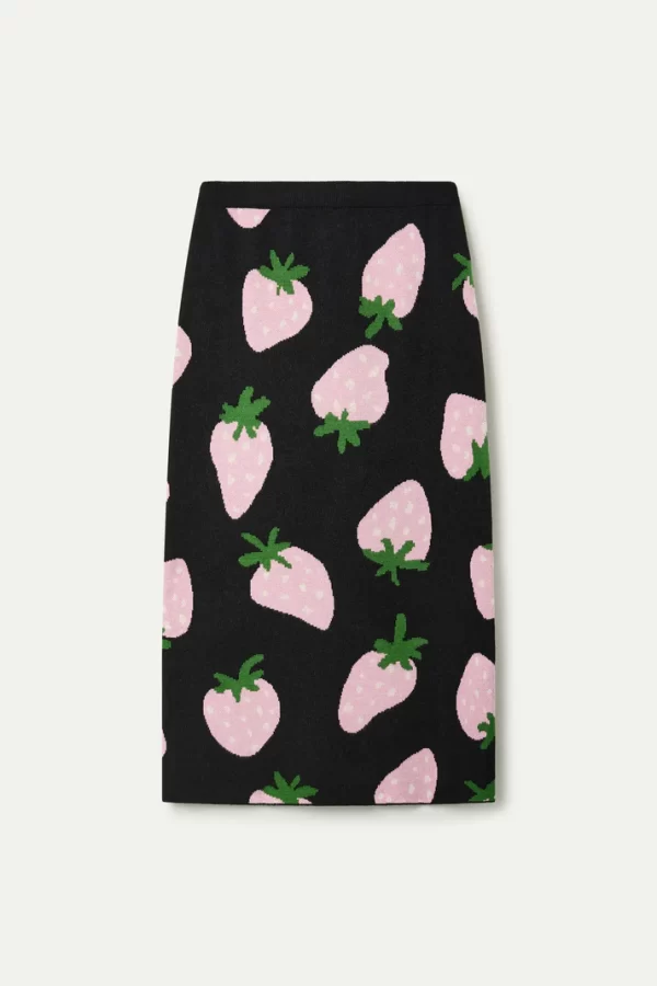Jacquard midi skirt with Morango print