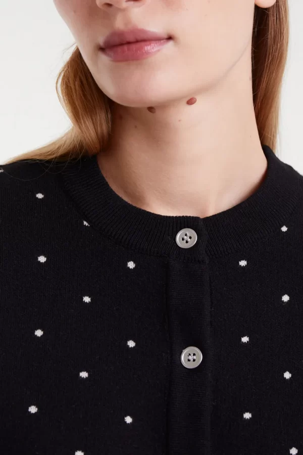 Jacquard cardigan with white mini dots