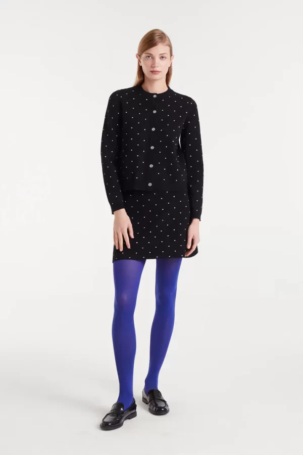 Jacquard cardigan with white mini dots