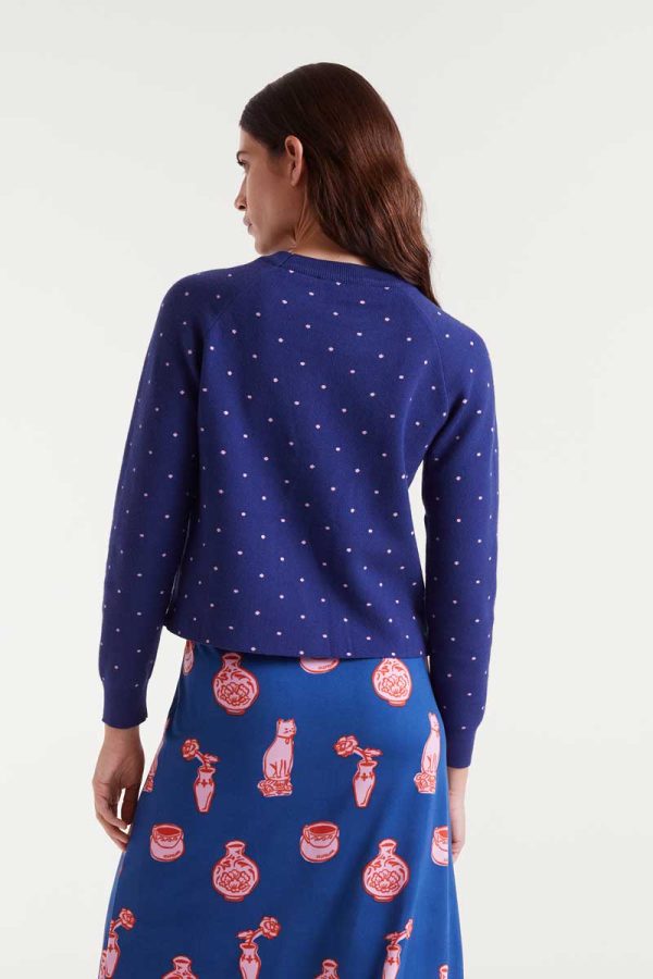 Jersey punto jacquard estampado topos