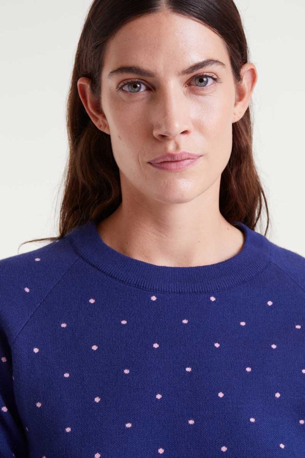Jersey punto jacquard estampado topos