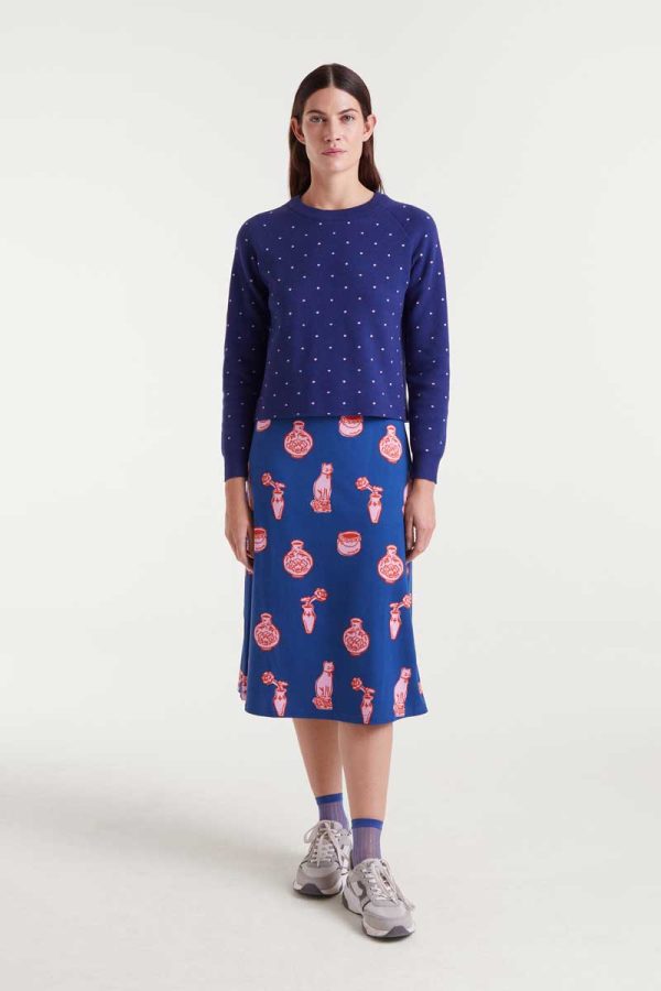 Jersey punto jacquard estampado topos