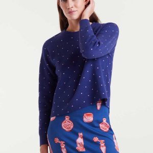 Jersey punto jacquard estampado topos