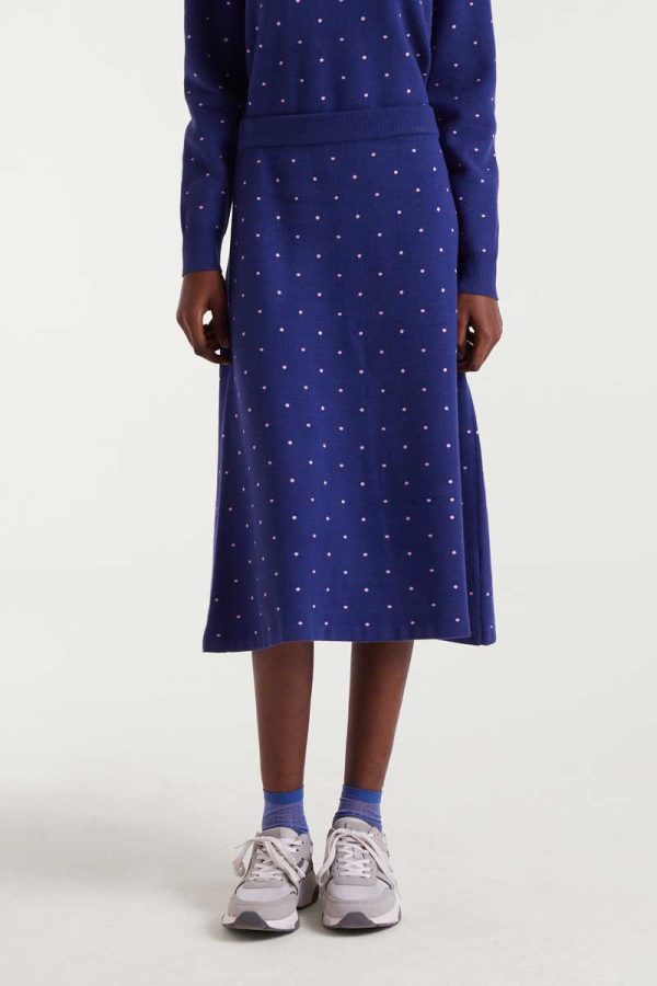 Falda midi punto jacquard topos mini