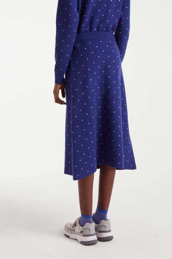 Falda midi punto jacquard topos mini
