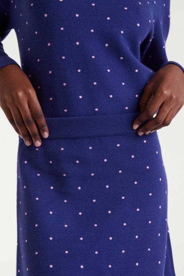 Falda midi punto jacquard topos mini