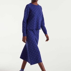Falda midi punto jacquard topos mini