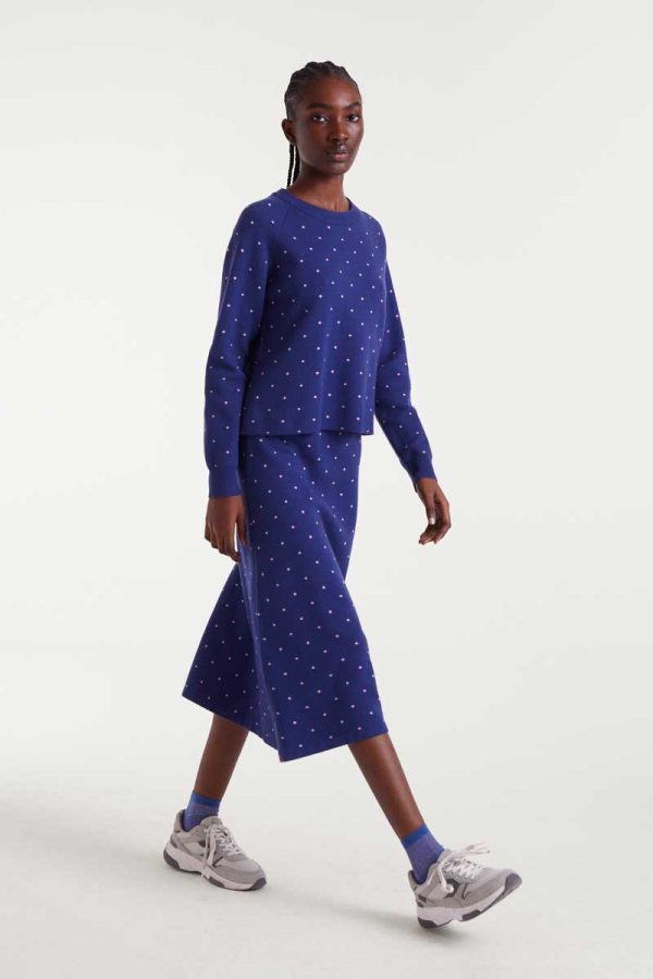 Falda midi punto jacquard topos mini