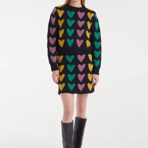 Short jacquard knit skirt with Cupid lines print