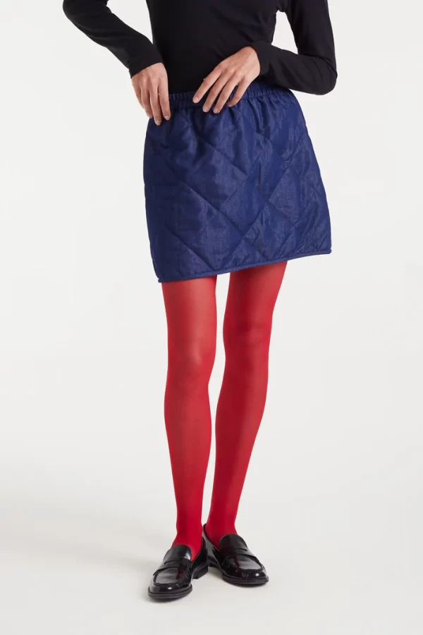 Short skirt 100% cotton chambray blue