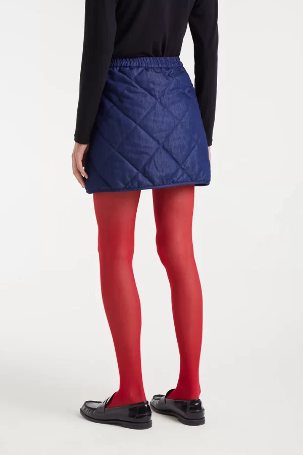 Short skirt 100% cotton chambray blue