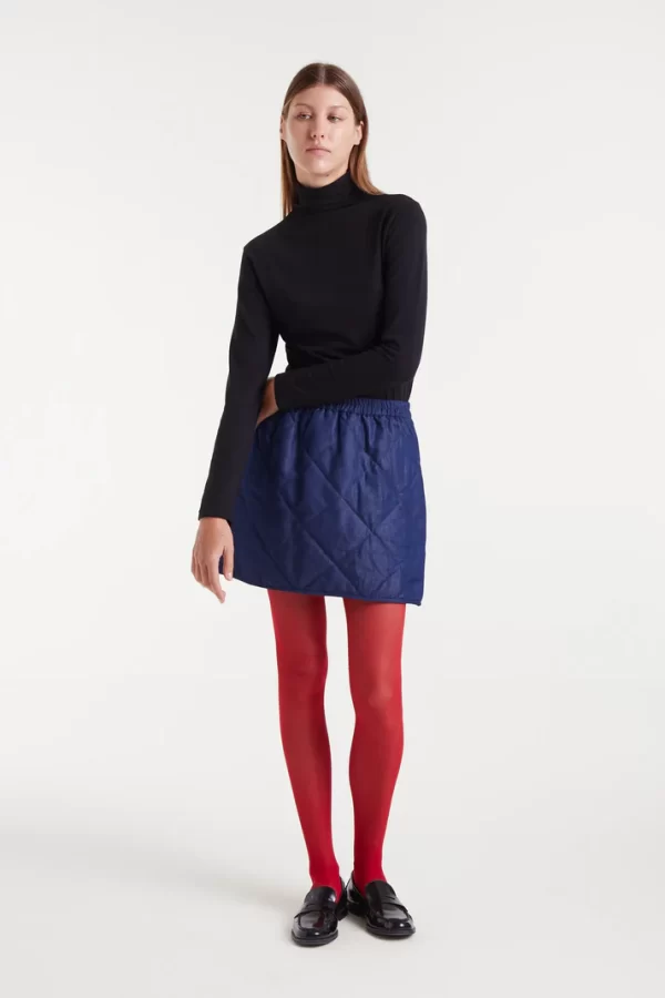 Short skirt 100% cotton chambray blue