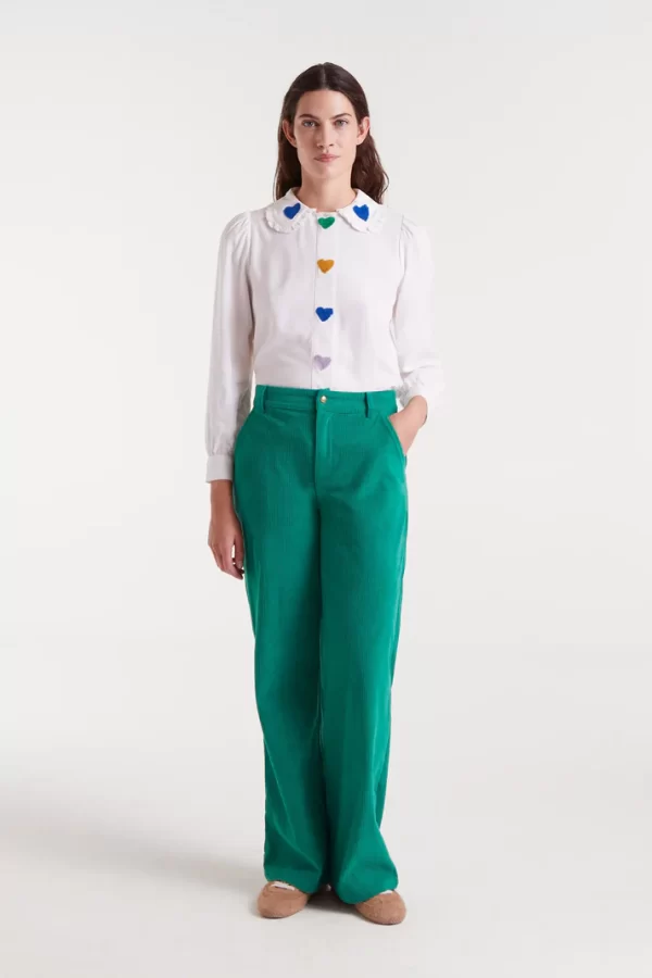 White shirt with heart embroidery