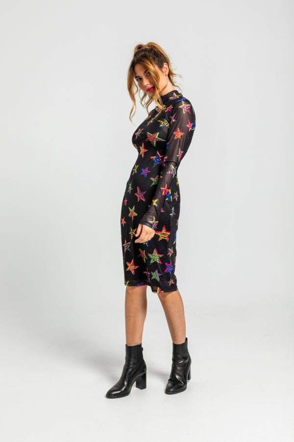 Vestido tubo de tul chimenea