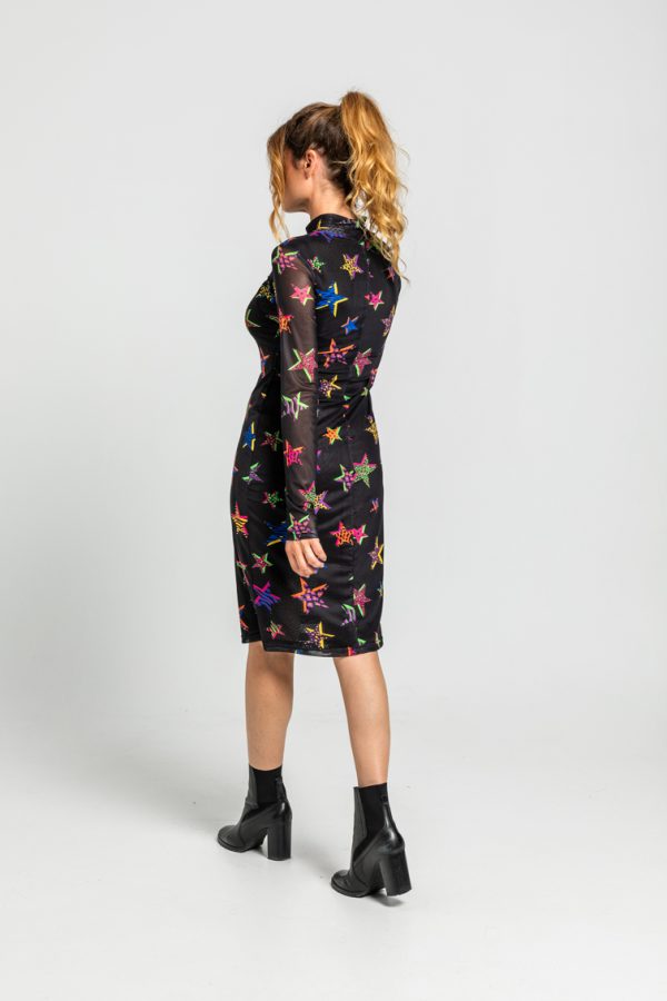 Vestido tubo de tul chimenea