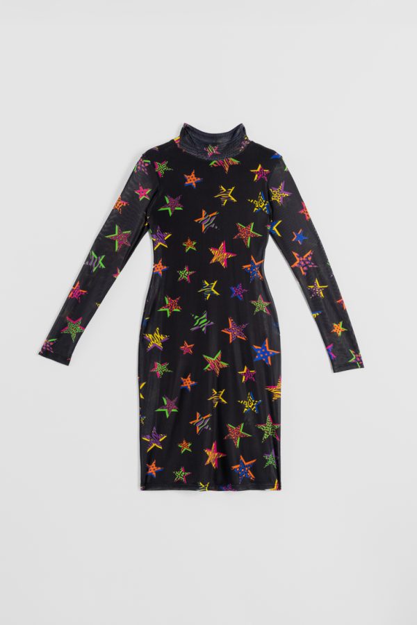 Vestido tubo de tul chimenea