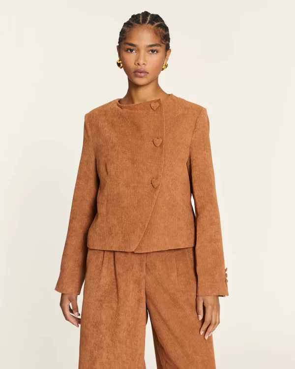 SHORT TOFFEE CORDUROY JACKET