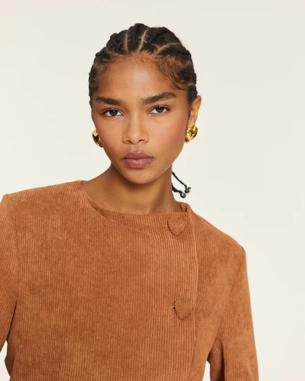 SHORT TOFFEE CORDUROY JACKET