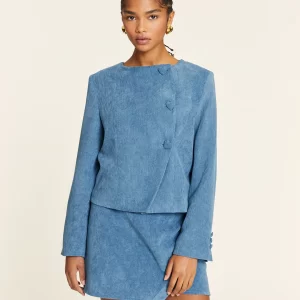 SHORT BLUE CORDUROY JACKET