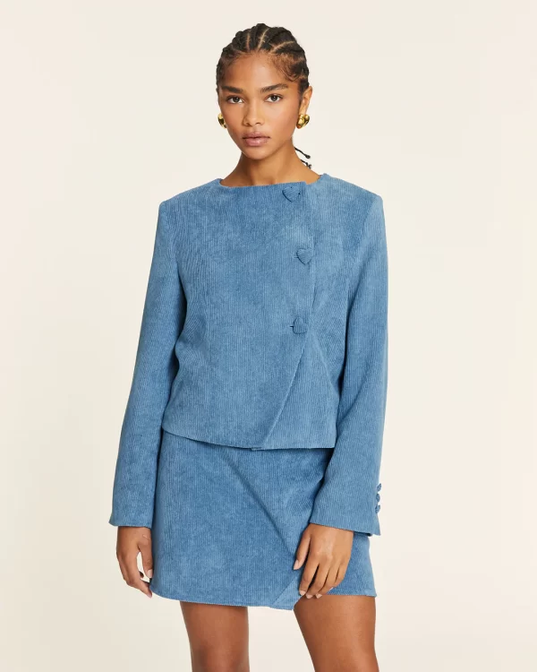 SHORT BLUE CORDUROY JACKET