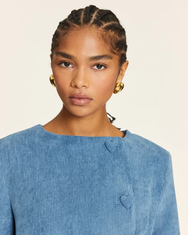 SHORT BLUE CORDUROY JACKET