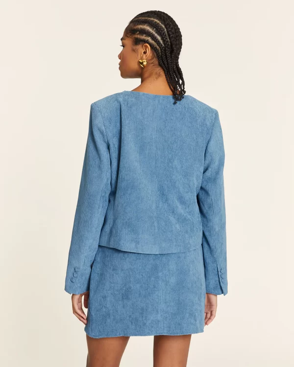 SHORT BLUE CORDUROY JACKET