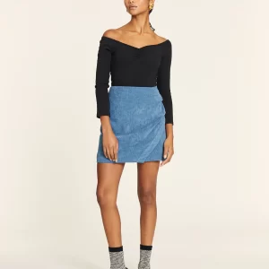 BLUE CORDUROY MINI SKIRT