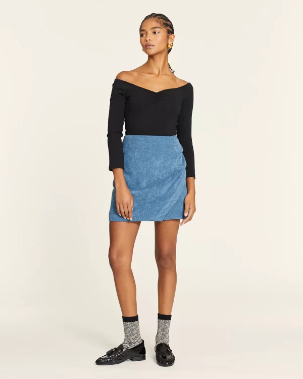 BLUE CORDUROY MINI SKIRT
