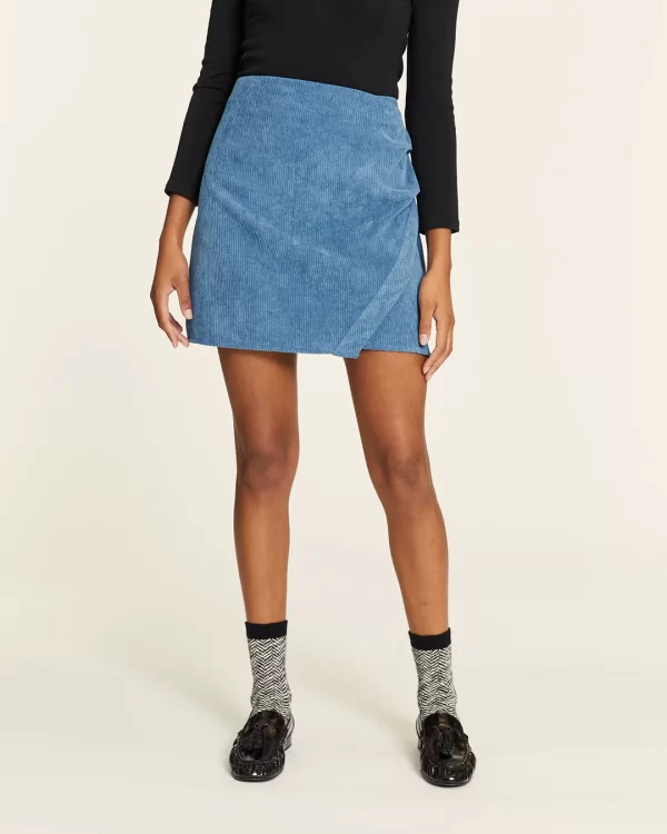 BLUE CORDUROY MINI SKIRT