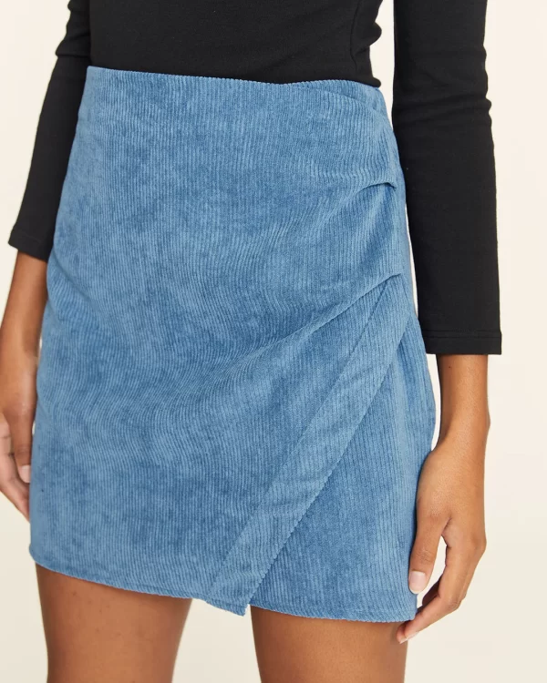 BLUE CORDUROY MINI SKIRT
