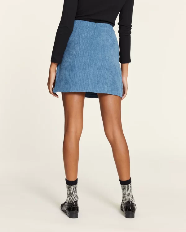 BLUE CORDUROY MINI SKIRT