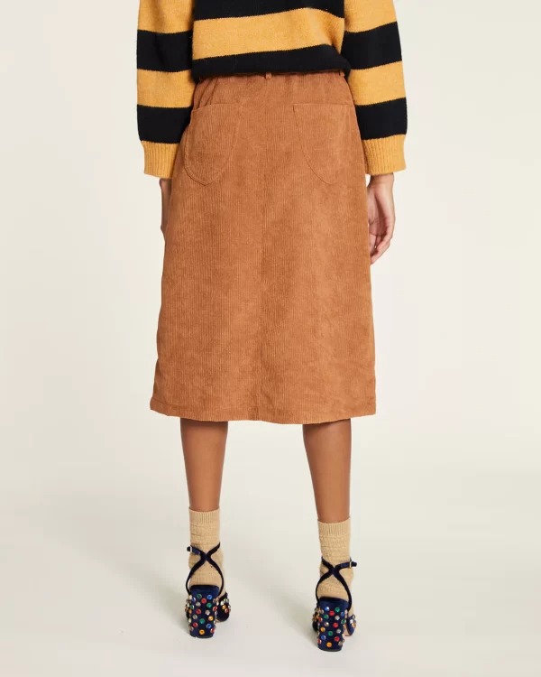 Corduroy skirt with taffeta heart buttons